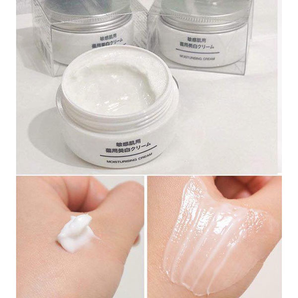 Sản phẩm kem dưỡng trắng da Muji có dạng kem lỏng, không đặc sệt, nên giúp dễ dàng thẩm thấu vào da trong khi sử dụng, không gây bết dính hay bí tắc lỗ chân lông.