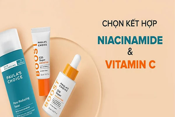 Niacinamide + vitamin C có tác dụng kích thích tăng sinh collagen, đồng thời làm sáng da khá hiệu quả