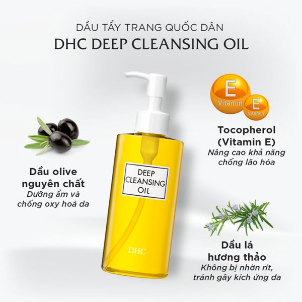 Dầu tẩy trang DHC Deep Cleansing Oil được chiết xuất từ các thành phần tự nhiên vô cùng lành tính đối với da 