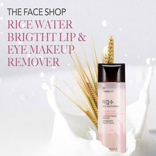 Tẩy trang mắt môi The Face Shop Rice Water Bright Lip & Eye Remover có texture dạng lỏng, mùi thơm nhẹ.