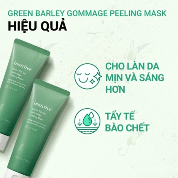 Mặt nạ Innisfree Green Barley Gommage Peeling Mask kết hợp hoàn hảo thành phần tẩy tế bào chết an toàn với da