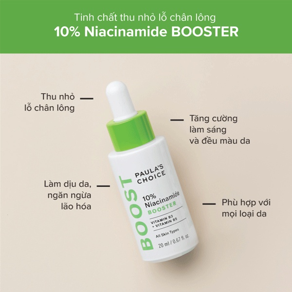 Tinh chất Paula’s Choice Resist 10% Niacinamide Booster giúp cải thiện một cách đáng kể tình trạng da không đều màu, thu nhỏ lỗ chân lông, tái tạo cấu trúc da và xóa mờ những nếp nhăn li ti