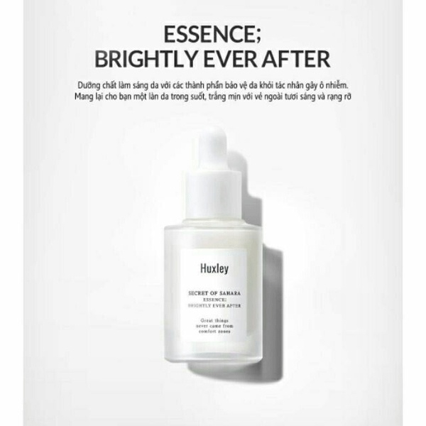 Tinh chất dưỡng trắng da Huxley Essence với các thành phần bảo vệ da khỏi tác nhân gây ô nhiễm, trả lại cho bạn làn da trắng mịn, sáng khoẻ.