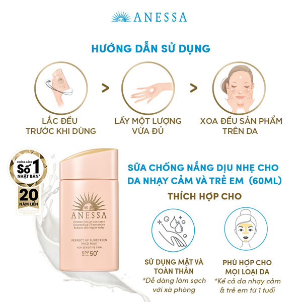 sua chong nang anessa perfect uv sunscreen mild milk spf50 pa