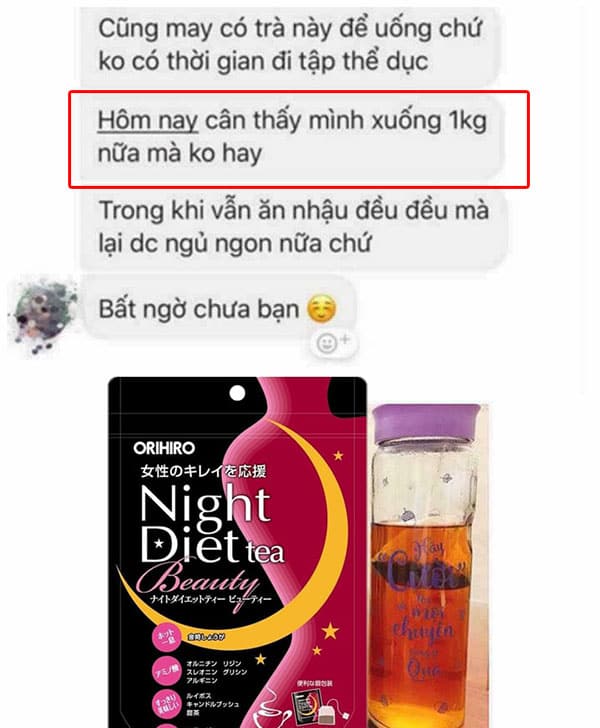 Trà giảm cân Orihiro Night Diet Tea Beauty Nhật Bản 13 tra giam can night diet tea beauty review2