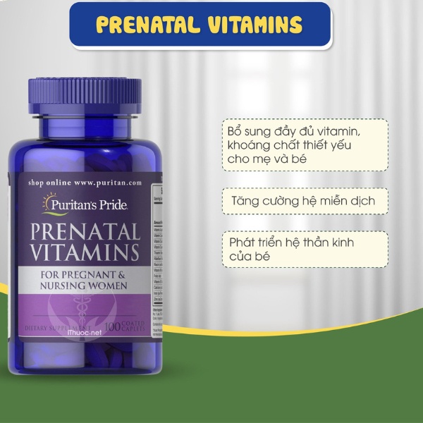 Vien uong Prenatal Vitamins Puritans Pride cho ba bau 3